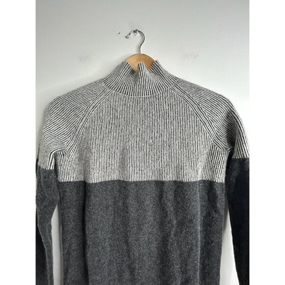 Summersalt Sweater Womens XS Gray Mock Neck Cashmere Merino Wool Ribbed Preppy - Picture 2 of 9